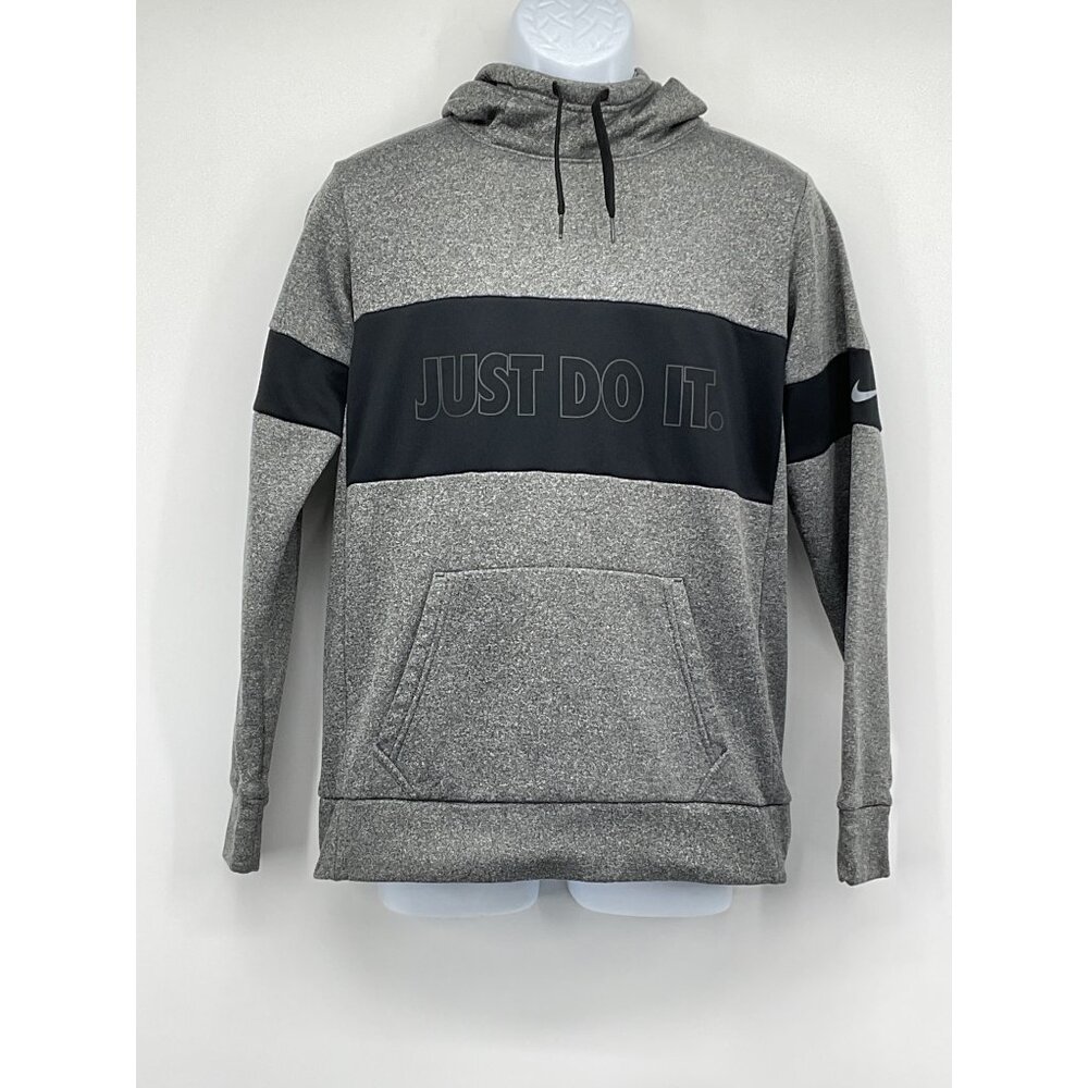 Nike Mens Gray Just Do It Dri-Fit Hoodie Sweatshirt M Polyester